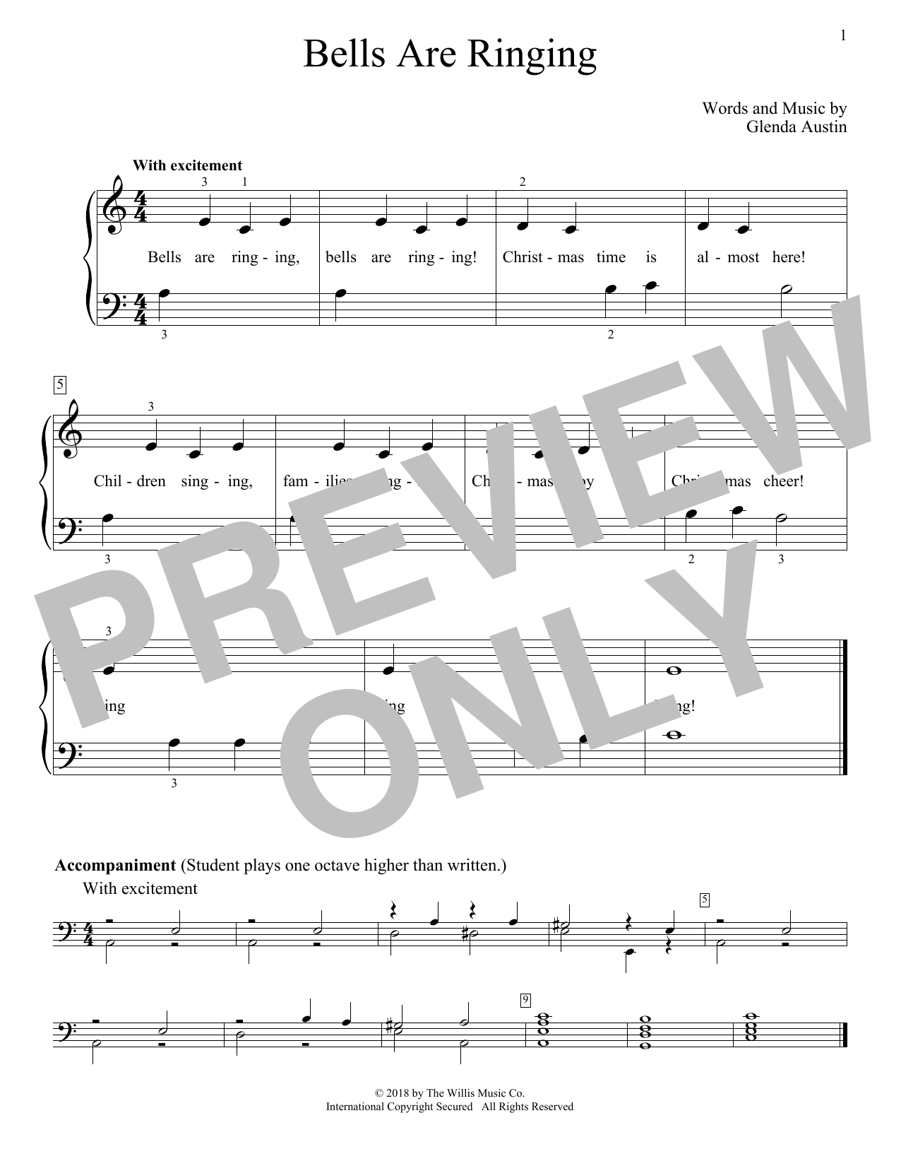Learn to play Glenda Austin Bells Are Ringing sheet music for Educational Piano in minutes. Price: 6.9900$ Glenda Austin Bells Are Ringing sheet music notes and chords arranged for Educational Piano