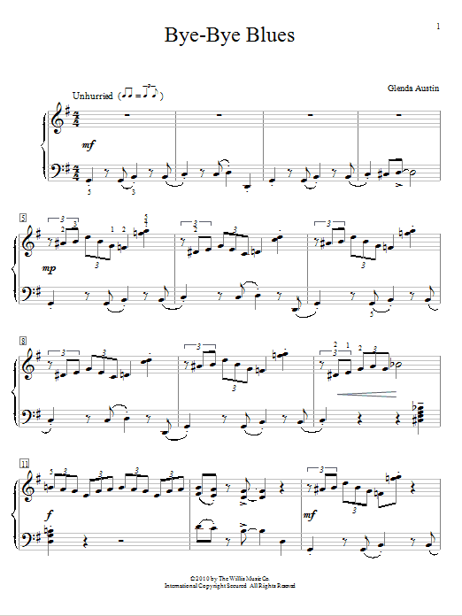 Learn to play Glenda Austin Bye-Bye Blues sheet music for Educational Piano in minutes. Price: 6.9900$ Glenda Austin Bye-Bye Blues sheet music notes and chords arranged for Educational Piano