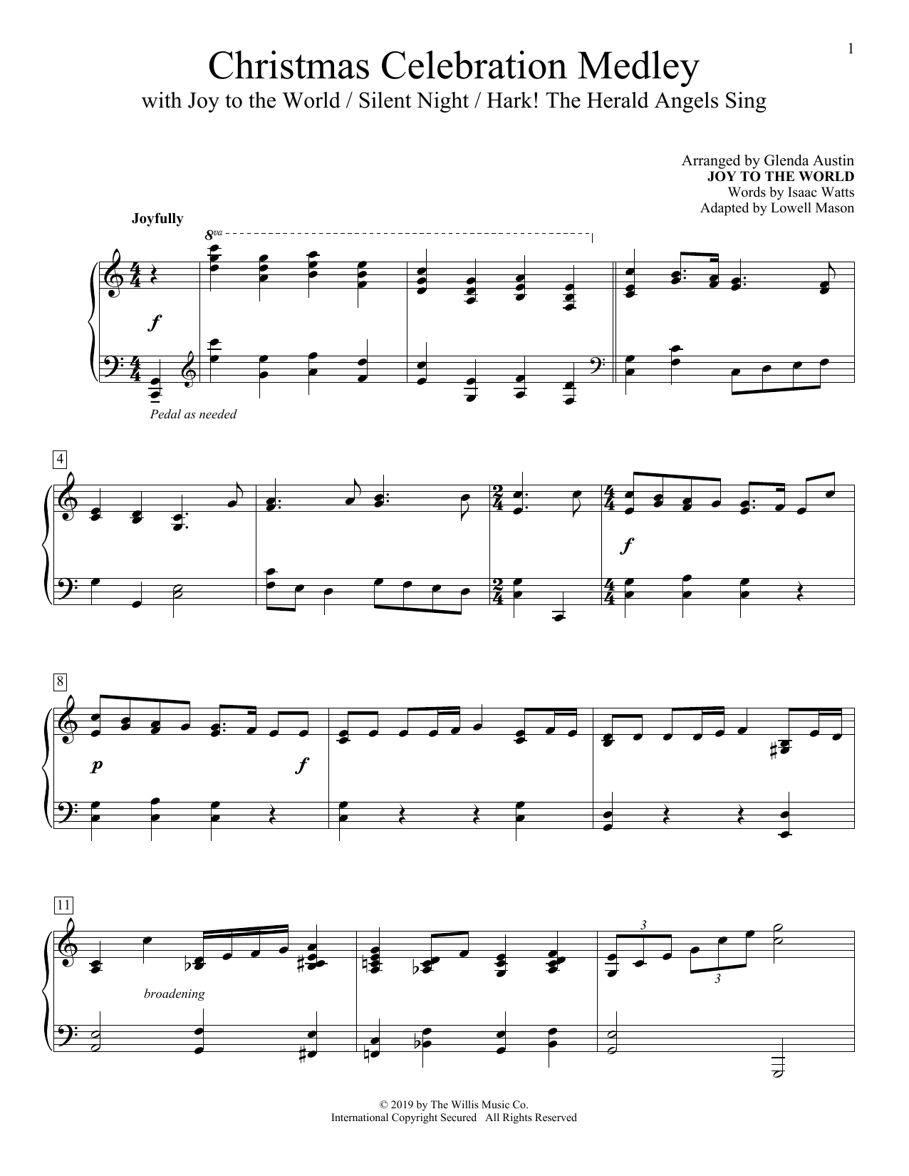 Glenda Austin Christmas Celebration Medley sheet music notes and chords. Download Printable PDF.