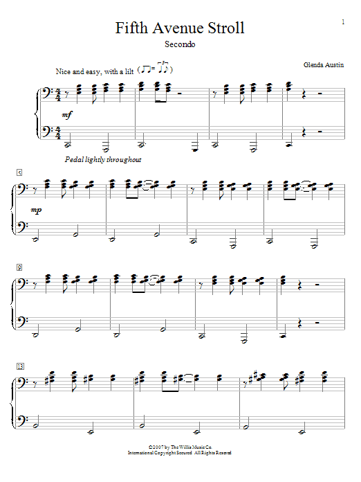 Glenda Austin Fifth Avenue Stroll sheet music notes and chords. Download Printable PDF.
