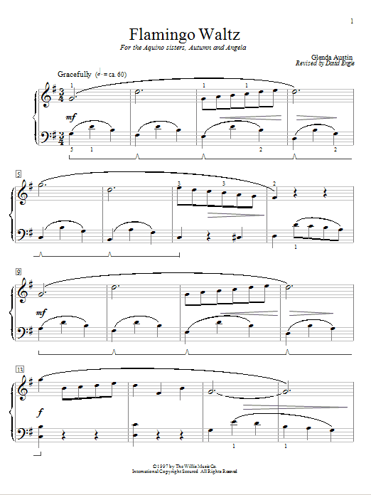 Learn to play Glenda Austin Flamingo Waltz sheet music for Educational Piano in minutes. Price: 6.9900$ Glenda Austin Flamingo Waltz sheet music notes and chords arranged for Educational Piano