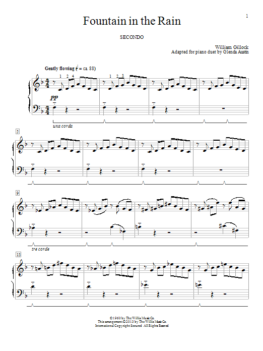 Glenda Austin Fountain In The Rain sheet music notes and chords arranged for Piano Duet