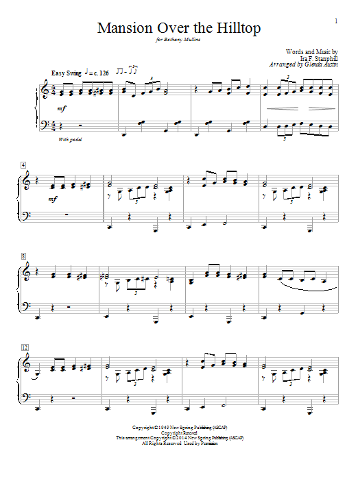 Glenda Austin Mansion Over The Hilltop sheet music notes and chords. Download Printable PDF.