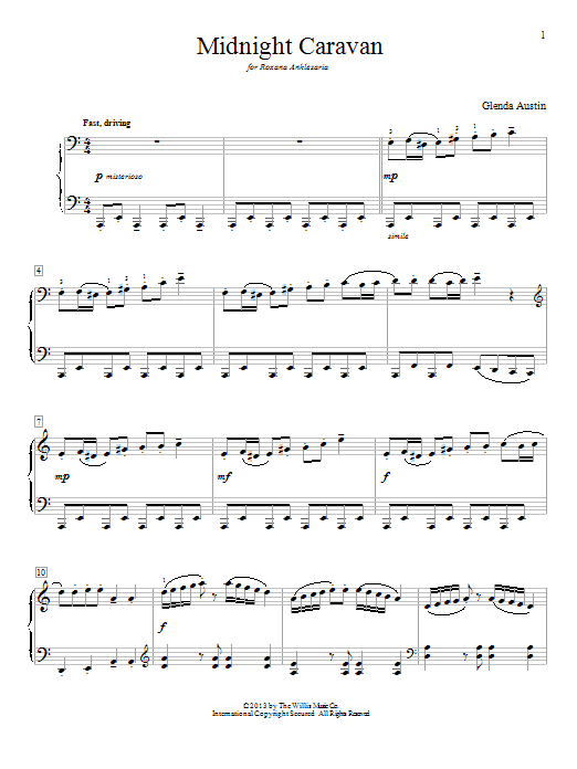 Learn to play Glenda Austin Midnight Caravan sheet music for Educational Piano in minutes. Price: 6.9900$ Glenda Austin Midnight Caravan sheet music notes and chords arranged for Educational Piano