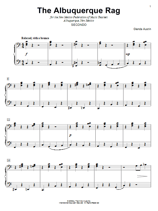 Learn to play Glenda Austin The Albuquerque Rag sheet music for Piano Duet in minutes. Price: 7.8900$ Glenda Austin The Albuquerque Rag sheet music notes and chords arranged for Piano Duet
