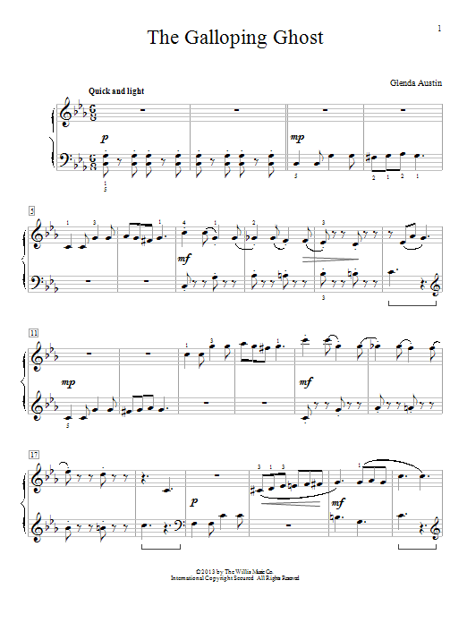 Glenda Austin The Galloping Ghost sheet music notes and chords. Download Printable PDF.