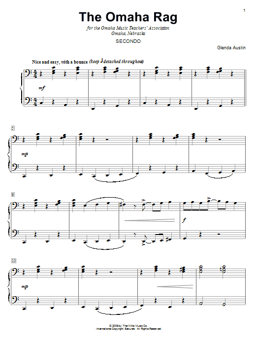 Learn to play Glenda Austin The Omaha Rag sheet music for Piano Duet in minutes. Price: 7.8900$ Glenda Austin The Omaha Rag sheet music notes and chords arranged for Piano Duet