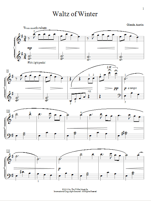 Glenda Austin Waltz Of Winter sheet music notes and chords. Download Printable PDF.