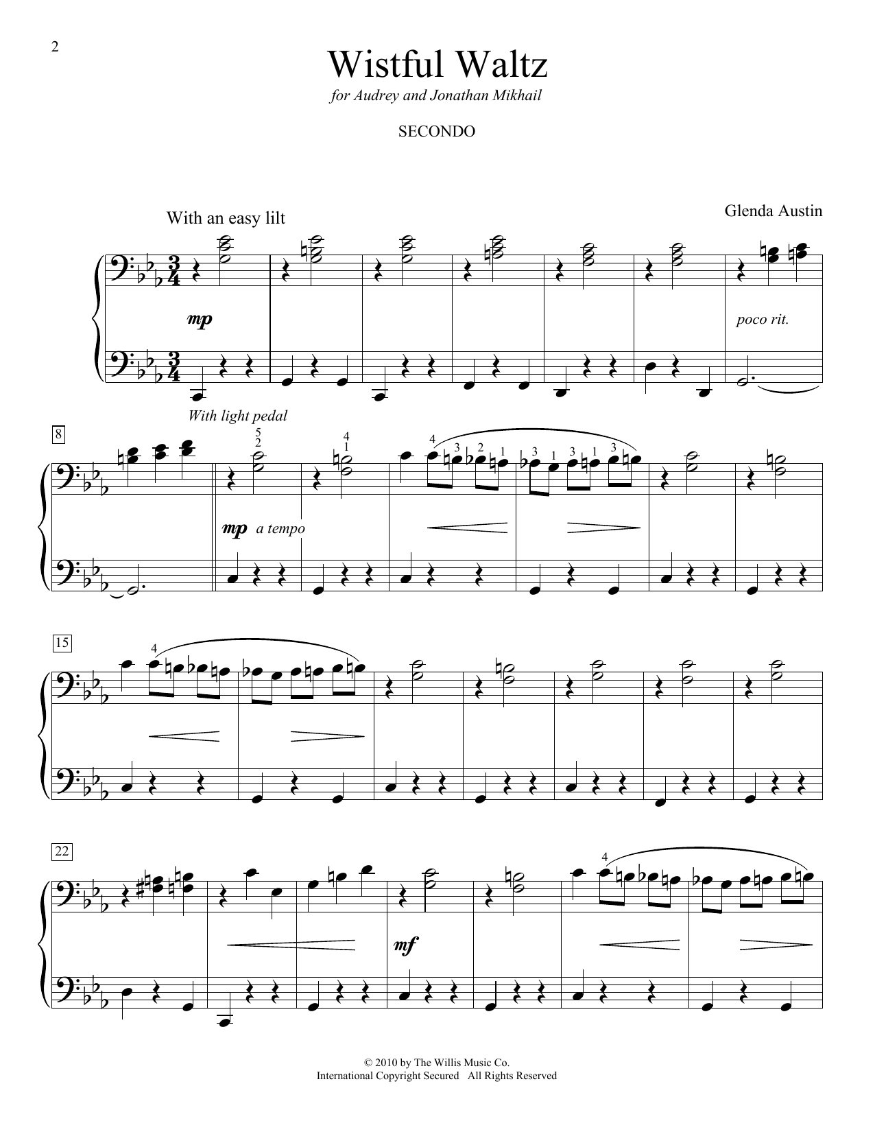 Glenda Austin Wistful Waltz sheet music notes and chords. Download Printable PDF.