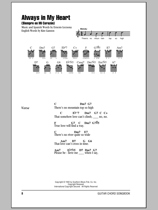 Glenn Miller Always In My Heart (Siempre En Mi Corazon) sheet music notes and chords. Download Printable PDF.