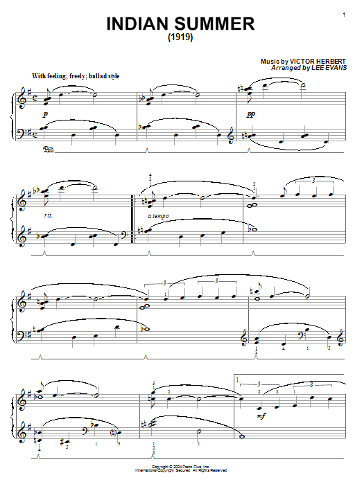 Learn to play Glenn Miller Indian Summer (1919) sheet music for Piano Solo in minutes. Price: 7.8900$ Glenn Miller Indian Summer (1919) sheet music notes and chords arranged for Piano Solo