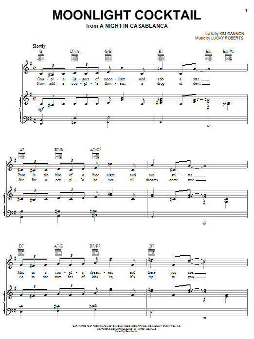 Glenn Miller Moonlight Cocktail sheet music notes and chords. Download Printable PDF.