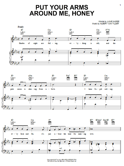 Learn to play Glenn Miller Put Your Arms Around Me, Honey sheet music for Piano, Vocal & Guitar Chords (Right-Hand Melody) in minutes. Price: 7.8900$ Glenn Miller Put Your Arms Around Me, Honey sheet music notes and chords arranged for Piano, Vocal & Guitar Chords (Right-Hand Melody)
