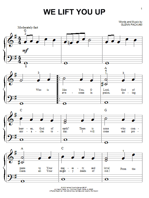 Learn to play Glenn Packiam We Lift You Up sheet music for Big Note Piano in minutes. Price: 6.9900$ Glenn Packiam We Lift You Up sheet music notes and chords arranged for Big Note Piano