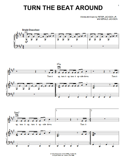 Gloria Estefan Turn The Beat Around sheet music notes and chords. Download Printable PDF.