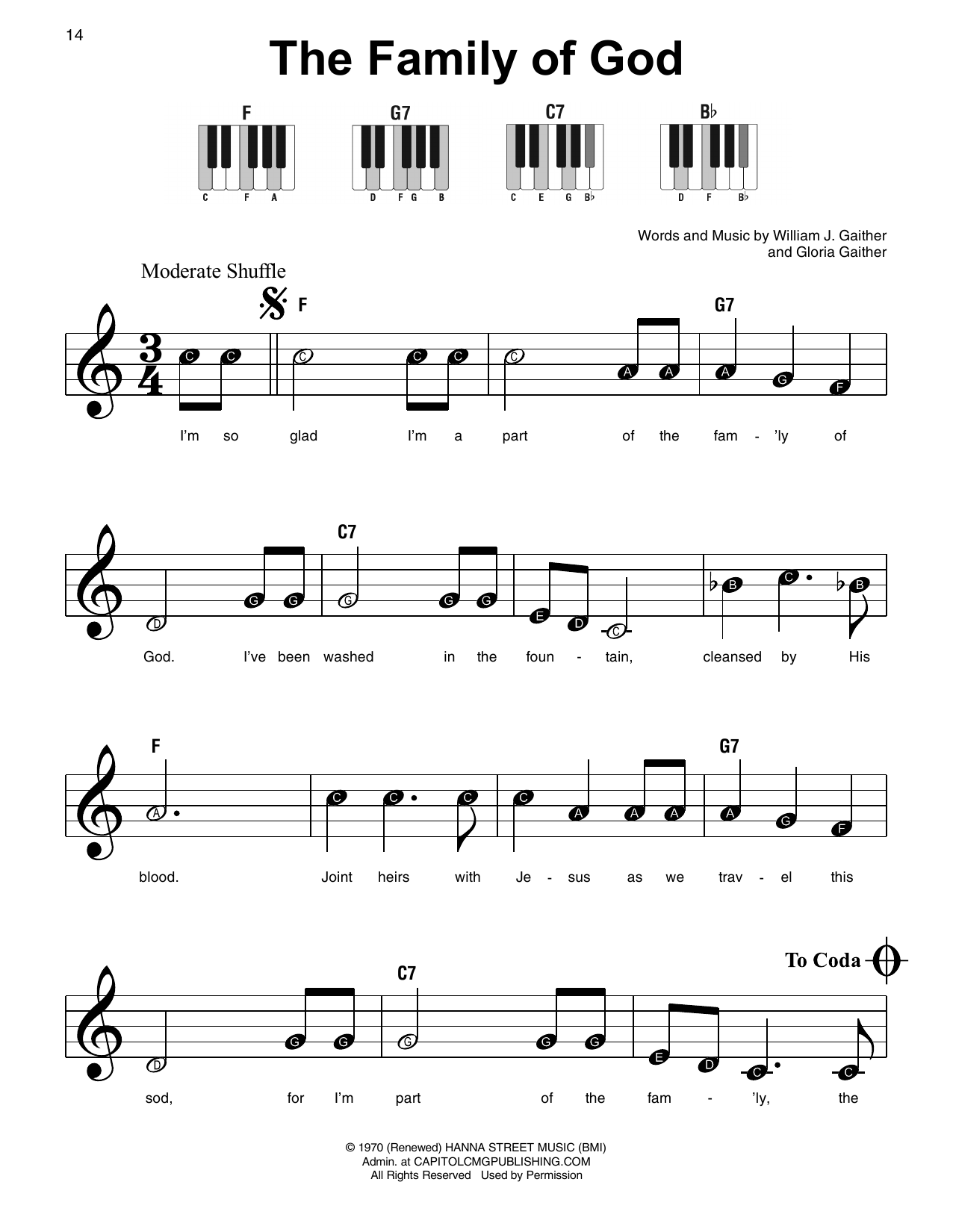 Gloria Gaither The Family Of God sheet music notes and chords. Download Printable PDF.