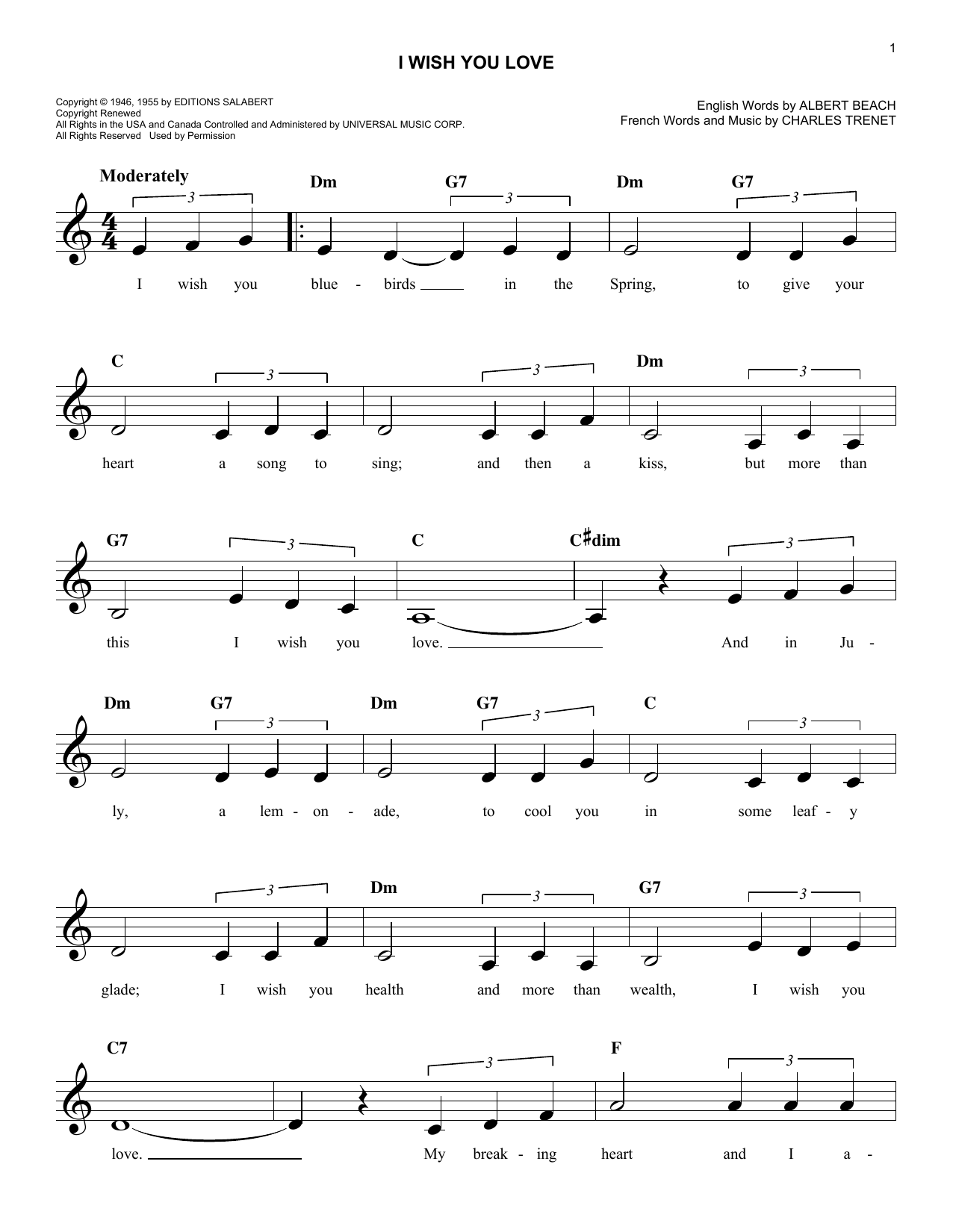 Gloria Lynne I Wish You Love sheet music notes and chords. Download Printable PDF.