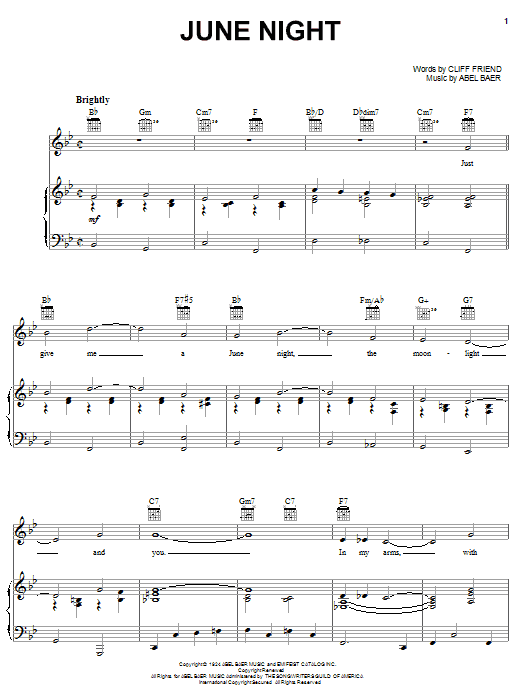 Learn to play Gloria Lynne June Night sheet music for Piano, Vocal & Guitar Chords (Right-Hand Melody) in minutes. Price: 7.8900$ Gloria Lynne June Night sheet music notes and chords arranged for Piano, Vocal & Guitar Chords (Right-Hand Melody)