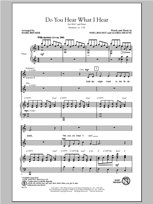 Mark Brymer Do You Hear What I Hear sheet music notes and chords. Download Printable PDF.