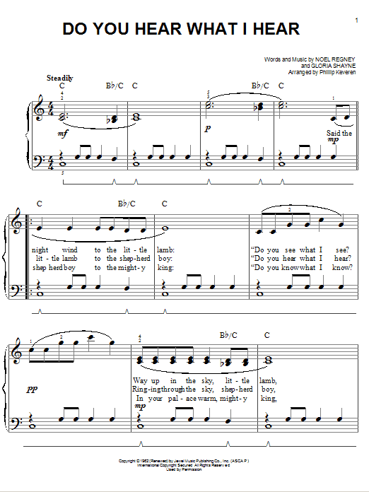 Gloria Shayne Do You Hear What I Hear sheet music notes and chords. Download Printable PDF.