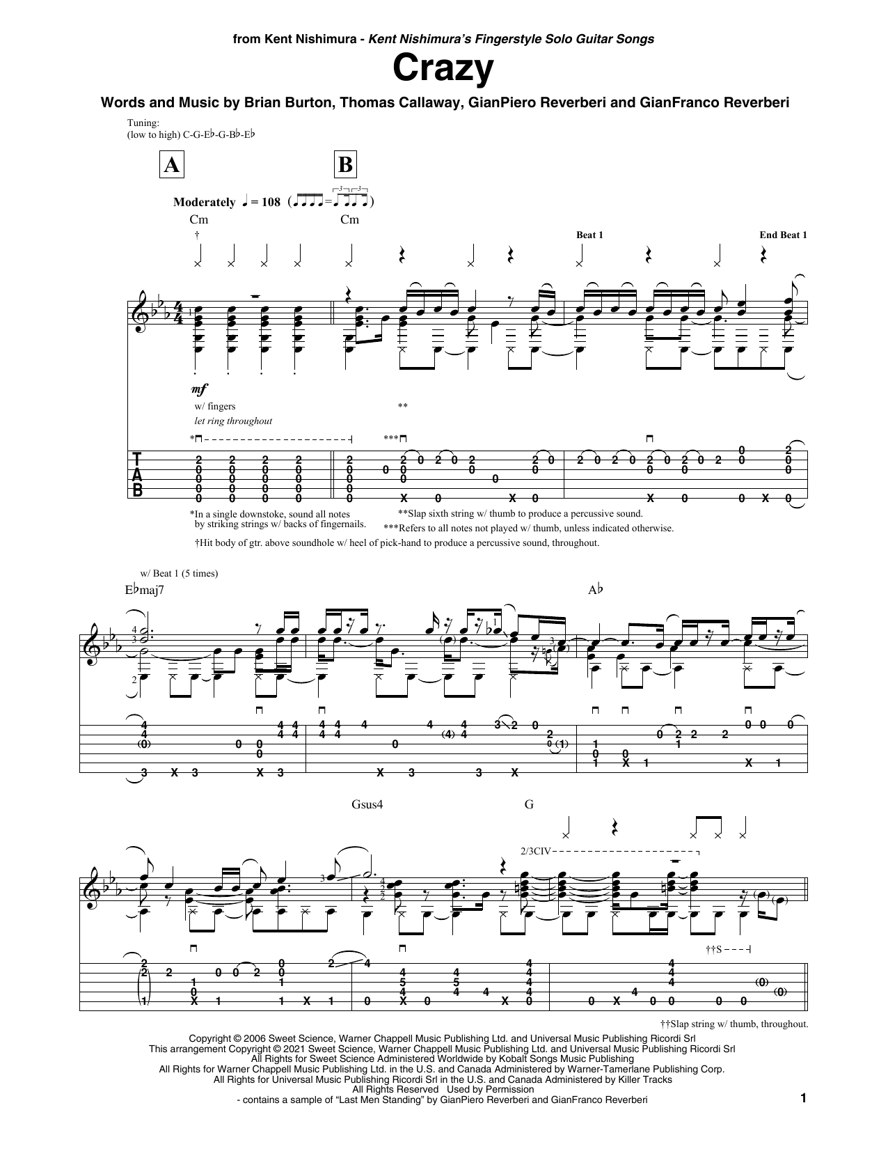 Gnarls Barkley Crazy (arr. Kent Nishimura) sheet music notes and chords. Download Printable PDF.