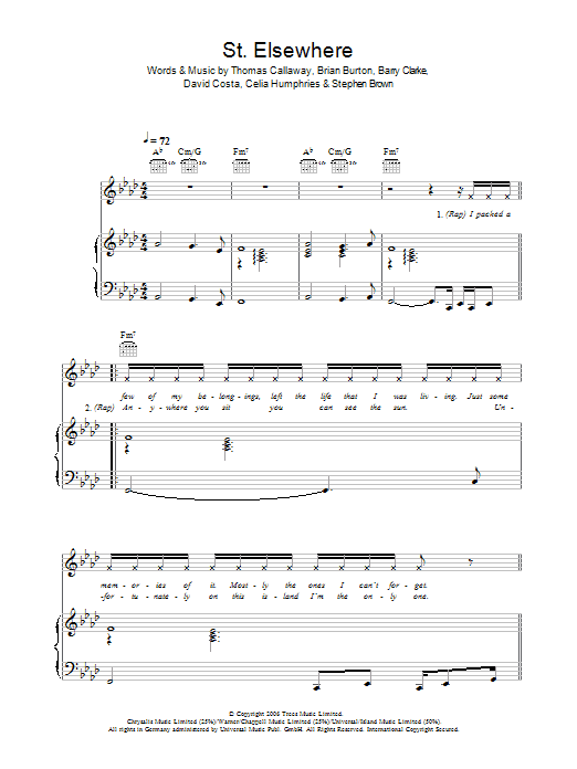 Learn to play Gnarls Barkley St. Elsewhere sheet music for Piano, Vocal & Guitar Chords in minutes. Price: 7.8900$ Gnarls Barkley St. Elsewhere sheet music notes and chords arranged for Piano, Vocal & Guitar Chords