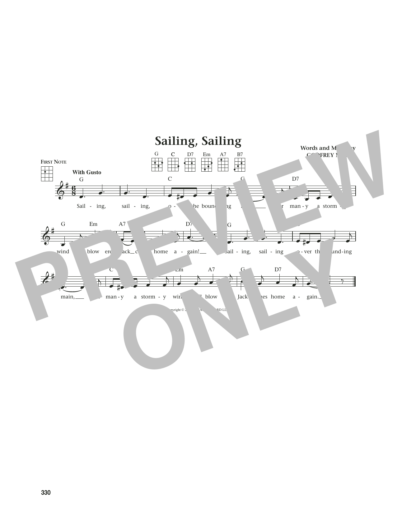 Godfrey Marks Sailing, Sailing (from The Daily Ukulele) (arr. Jim Beloff) sheet music notes and chords. Download Printable PDF.