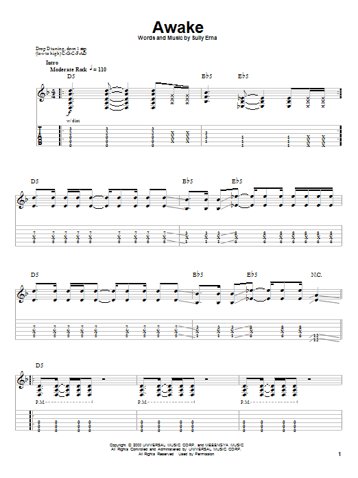 Godsmack Awake sheet music notes and chords. Download Printable PDF.