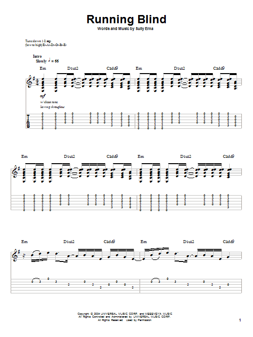 Godsmack Running Blind sheet music notes and chords. Download Printable PDF.