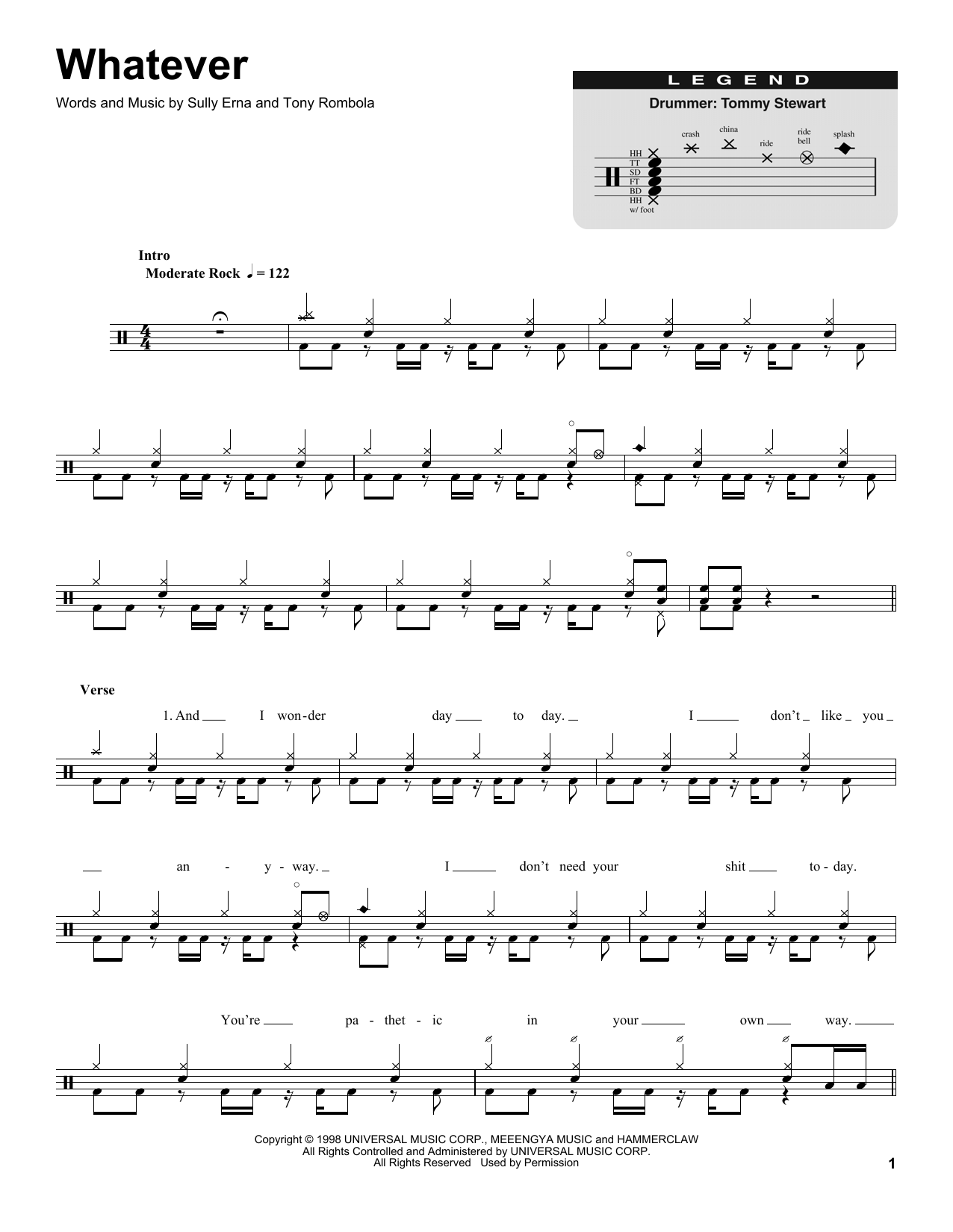 Godsmack Whatever sheet music notes and chords. Download Printable PDF.