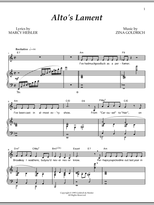 Goldrich & Heisler Alto's Lament sheet music notes and chords. Download Printable PDF.