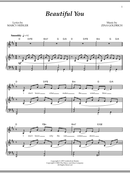 Goldrich & Heisler Beautiful You sheet music notes and chords. Download Printable PDF.