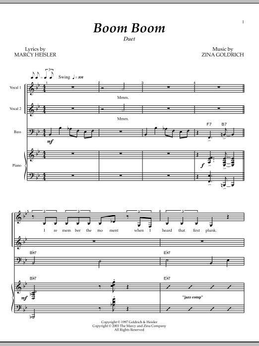 Goldrich & Heisler Boom Boom sheet music notes and chords arranged for Piano & Vocal