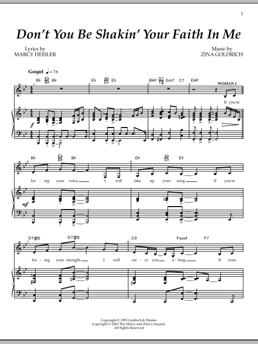 Learn to play Goldrich & Heisler Don't You Be Shakin' Your Faith In Me sheet music for Piano & Vocal in minutes. Price: 7.8900$ Goldrich & Heisler Don't You Be Shakin' Your Faith In Me sheet music notes and chords arranged for Piano & Vocal