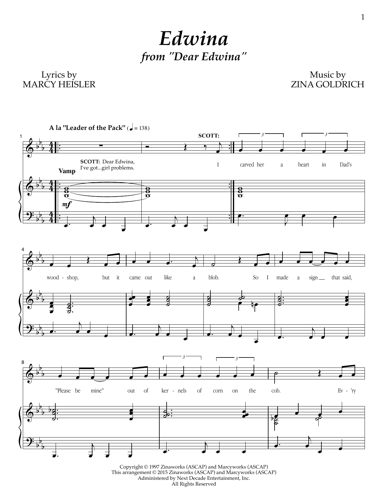 Learn to play Goldrich & Heisler Edwina sheet music for Piano & Vocal in minutes. Price: 7.8900$ Goldrich & Heisler Edwina sheet music notes and chords arranged for Piano & Vocal