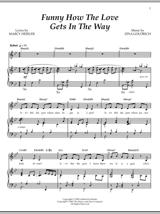 Learn to play Goldrich & Heisler Funny How The Love Gets In The Way sheet music for Piano & Vocal in minutes. Price: 7.8900$ Goldrich & Heisler Funny How The Love Gets In The Way sheet music notes and chords arranged for Piano & Vocal