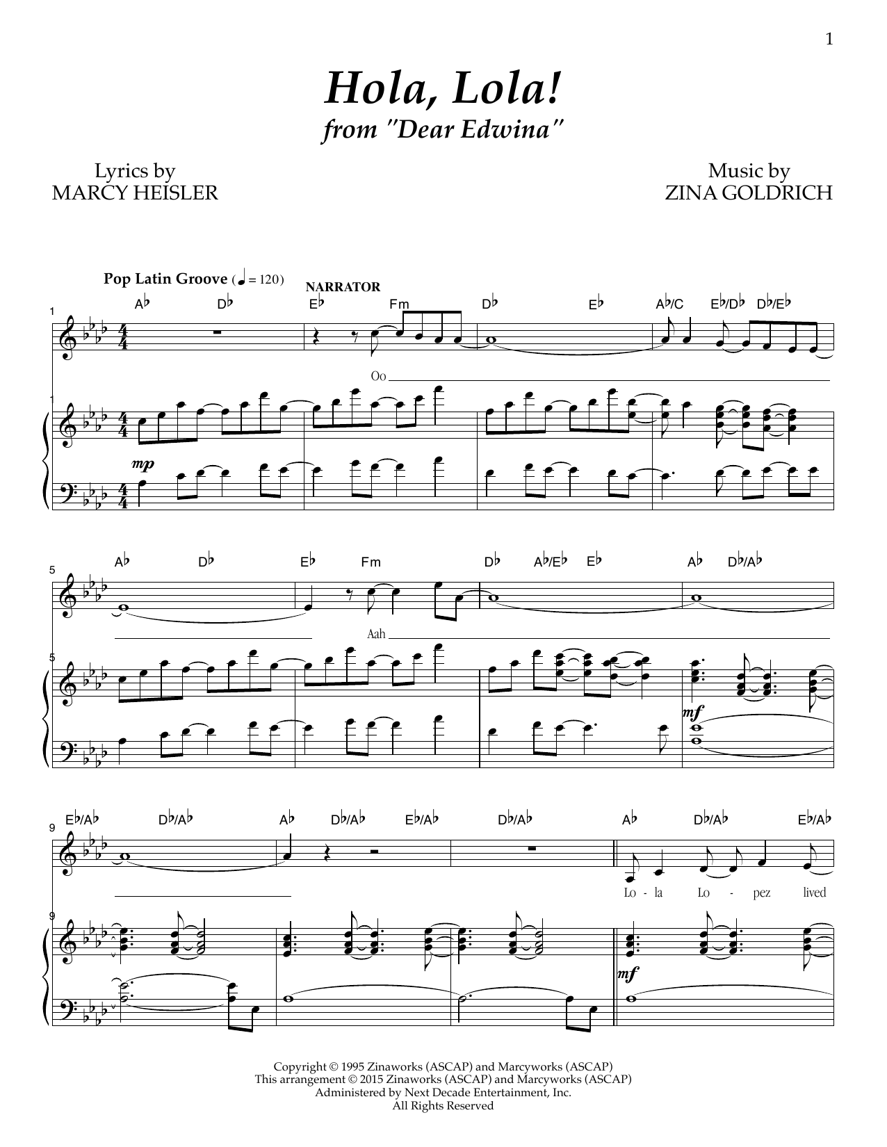 Goldrich & Heisler Hola, Lola! sheet music notes and chords. Download Printable PDF.