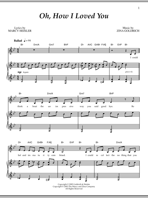 Learn to play Goldrich & Heisler Oh, How I Loved You sheet music for Piano & Vocal in minutes. Price: 7.8900$ Goldrich & Heisler Oh, How I Loved You sheet music notes and chords arranged for Piano & Vocal