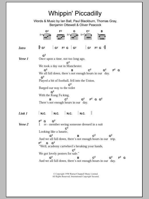 Gomez Whippin' Piccadilly sheet music notes and chords. Download Printable PDF.