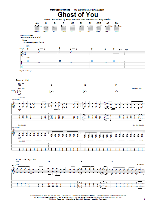 Learn to play Good Charlotte Ghost Of You sheet music for Guitar Tab in minutes. Price: 7.8900$ Good Charlotte Ghost Of You sheet music notes and chords arranged for Guitar Tab