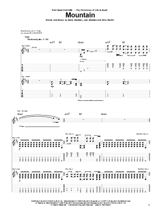 Learn to play Good Charlotte Mountain sheet music for Guitar Tab in minutes. Price: 7.8900$ Good Charlotte Mountain sheet music notes and chords arranged for Guitar Tab