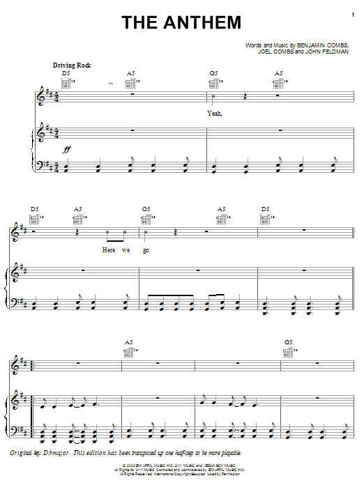 Learn to play Good Charlotte The Anthem sheet music for Guitar Tab in minutes. Price: 7.8900$ Good Charlotte The Anthem sheet music notes and chords arranged for Guitar Tab