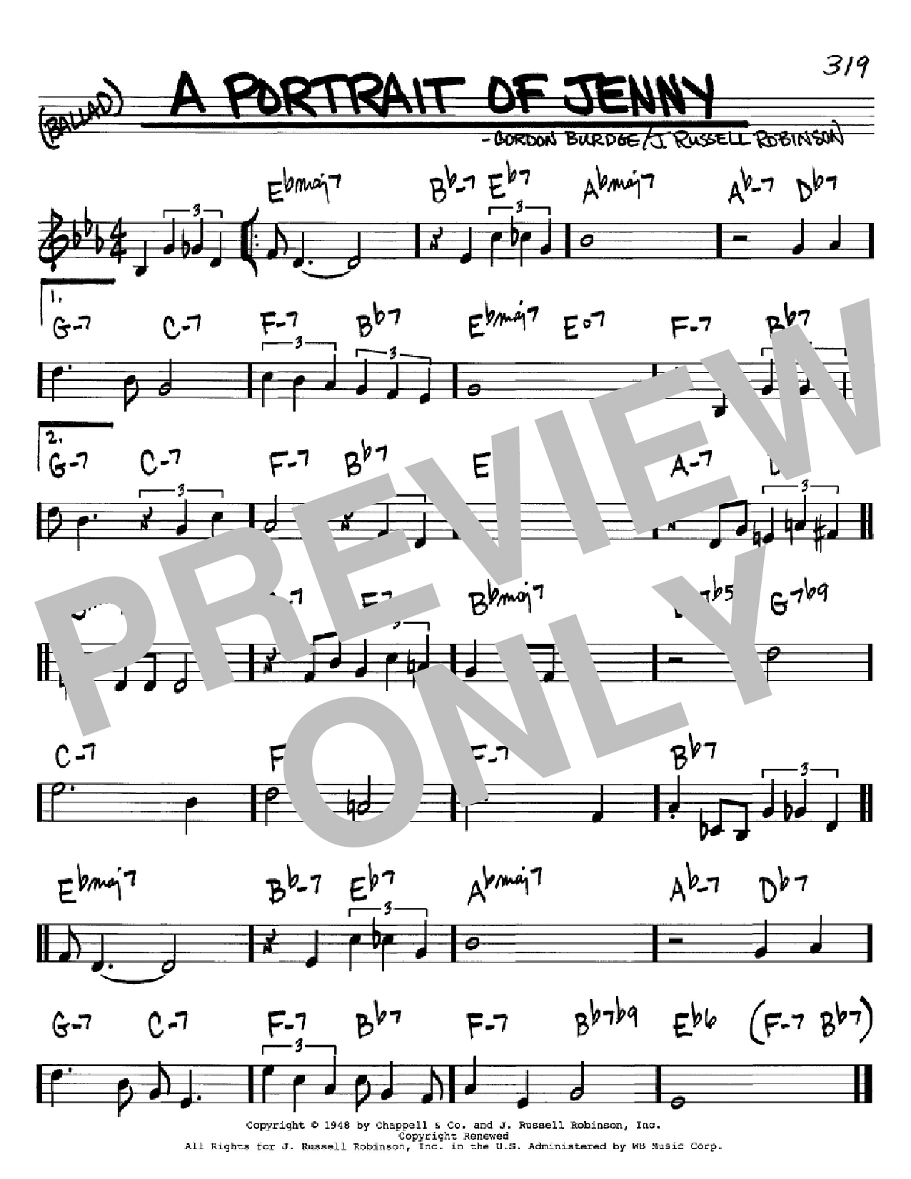 Learn to play Gordon Burdge A Portrait of Jenny sheet music for Real Book – Melody & Chords – C Instruments in minutes. Price: 5.9900$ Gordon Burdge A Portrait of Jenny sheet music notes and chords arranged for Real Book – Melody & Chords – C Instruments