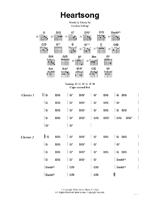 Gordon Giltrap Heartsong sheet music notes and chords arranged for Guitar Chords/Lyrics