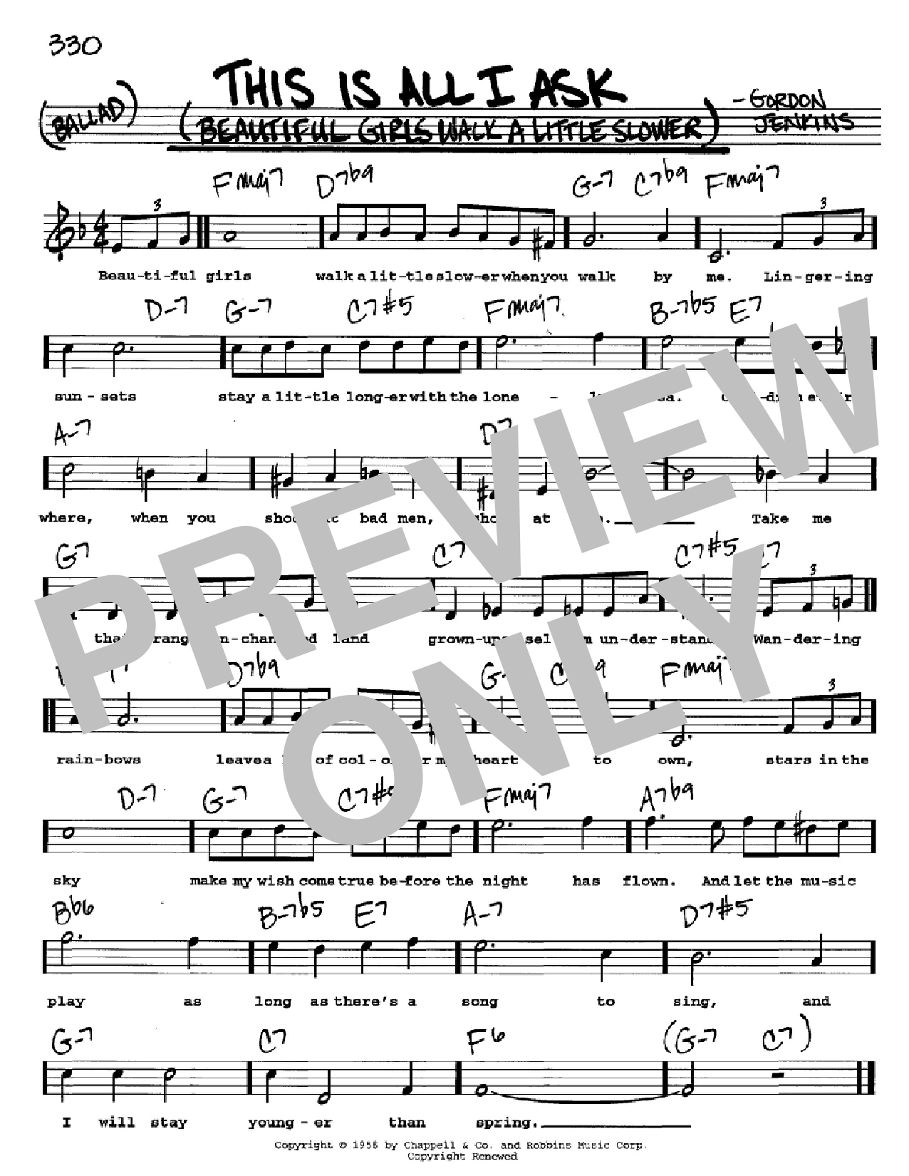 Gordon Jenkins This Is All I Ask (Beautiful Girls Walk A Little Slower) sheet music notes and chords. Download Printable PDF.