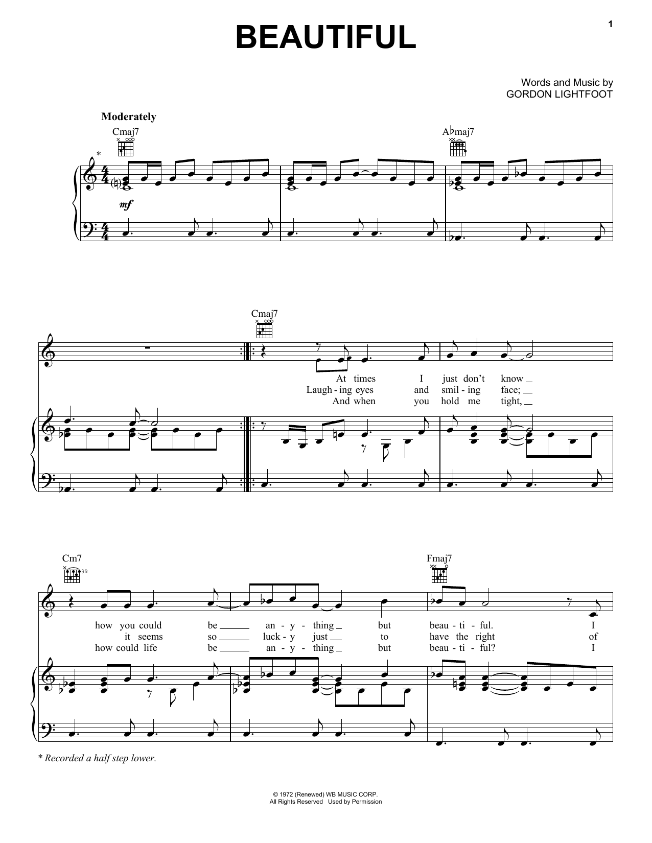 Gordon Lightfoot Beautiful sheet music notes and chords. Download Printable PDF.