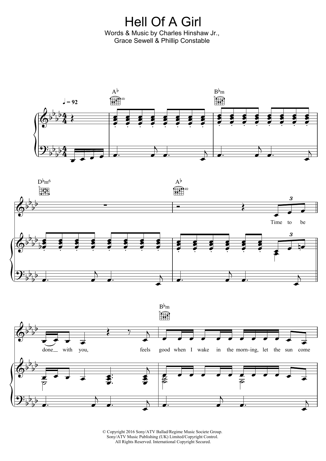 Learn to play Grace Hell Of A Girl sheet music for Piano, Vocal & Guitar Chords in minutes. Price: 7.8900$ Grace Hell Of A Girl sheet music notes and chords arranged for Piano, Vocal & Guitar Chords