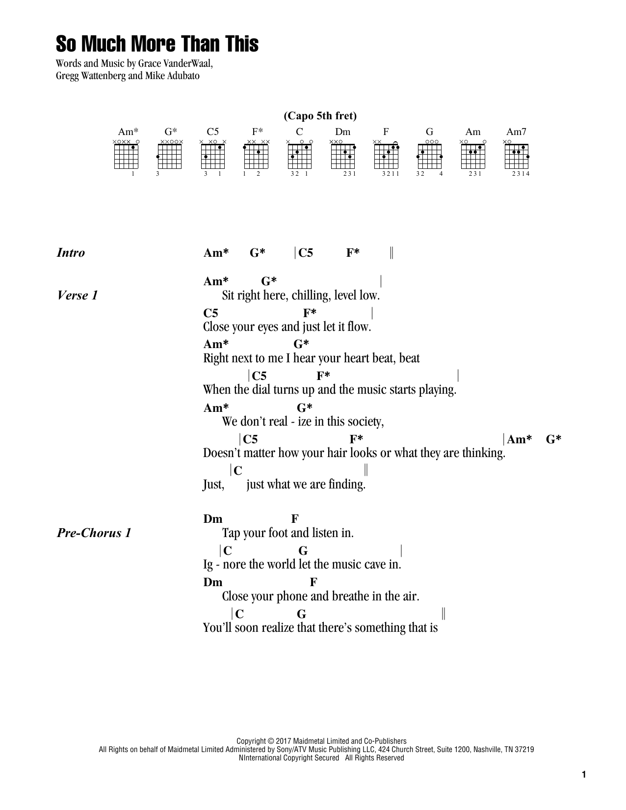 Grace VanderWaal So Much More Than This sheet music notes and chords. Download Printable PDF.