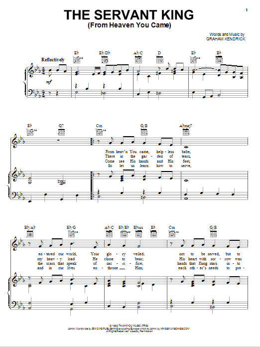 Learn to play Graham Kendrick The Servant King From Heaven You Came sheet music for Piano, Vocal & Guitar Chords (Right-Hand Melody) in minutes. Price: 6.9900$ Graham Kendrick The Servant King From Heaven You Came sheet music notes and chords arranged for Piano, Vocal & Guitar Chords (Right-Hand Melody)
