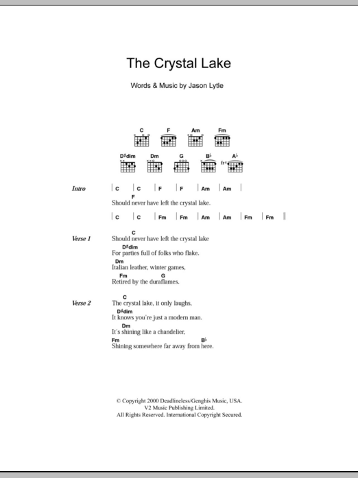 Grandaddy The Crystal Lake sheet music notes and chords. Download Printable PDF.